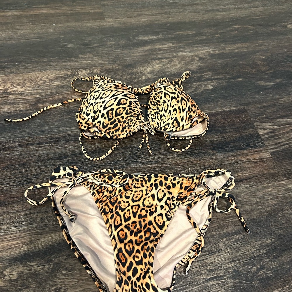 Victoria's Secret Leopard Print Bikini Set - Yellow and Black